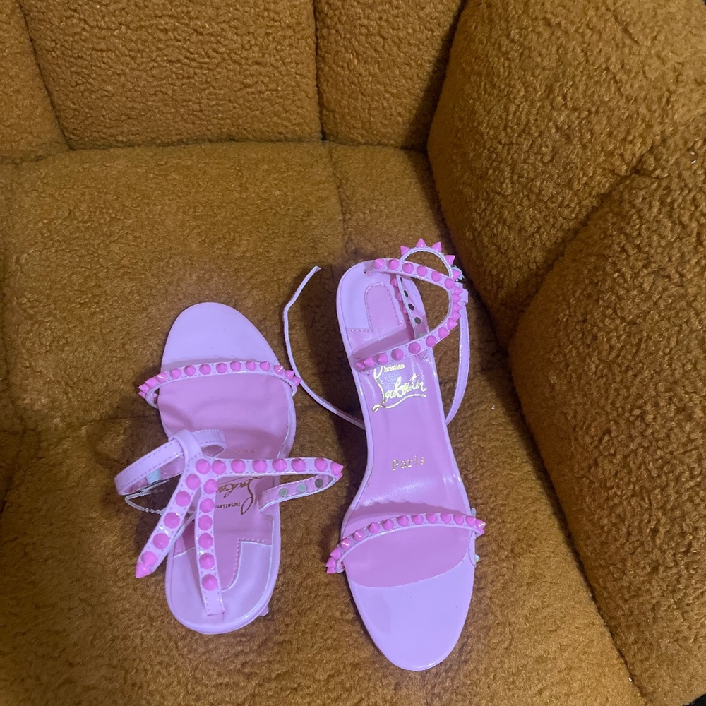 Christian Louboutin So Me 100 Fluo Pink Patent Ankle strap sandals